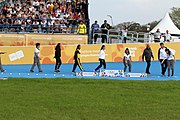 Deutsch: Badminton bei den Olympischen Jugendspielen 2018; Tag 2, 8. Oktober 2018; Siegerehrung Mädchen English: Roller speed skating at the 2018 Summer Youth Olympics; day 2, 8 October 2018 – Girls Victory Ceremony