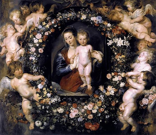 Madonna on Floral Wreath, together with Jan Brueghel the Elder, 1619