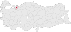 Sakarya tartomány elhelyezkedése Törökország térképén