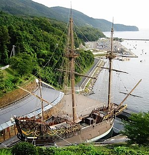 Nachbildung der in Japan gebauten 1613er Galeone San Juan Bautista in Ishinomaki, Japan