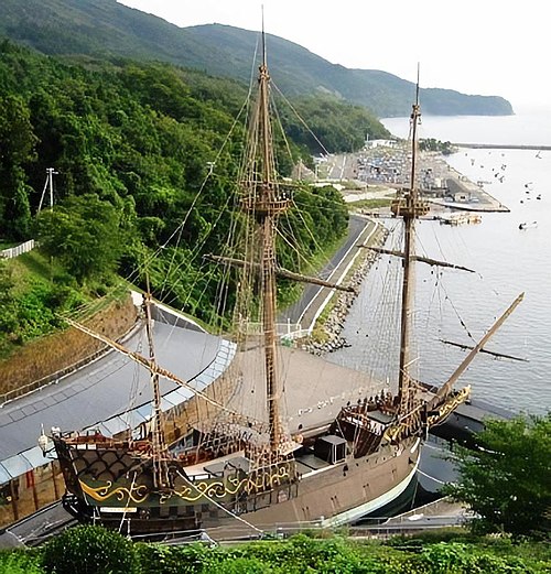 Replica of the Japanese-built 1613 galleon San Juan Bautista, in Ishinomaki, Japan.