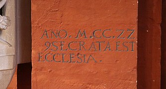 Dedicatory inscription: "Year 1222" in the church of former Cistercian monastery Sankt Thomas, Germany.