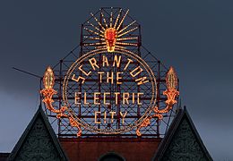 Electric City sign in Scranton, Pennsylvania Scranton, Pennsylvania, restored historic Electric City sign by Carol Highsmith (LOC highsm.04369).jpg