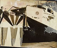 Lou Henry Hoover (first lady of the United States) christens American Clipper, October 12, 1931 Sikorsky S-40 (4822625896).jpg