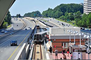 Silver Line trains getting turned at Wiehle-Reston East, Silver Line opening day.jpg