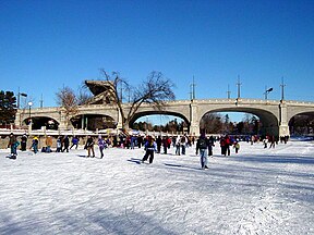 Rideau Canal in Ottawa. Used as a skating rink in winter.