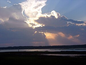 Evening view from the pier of Disney Resort on Hilton Head Island