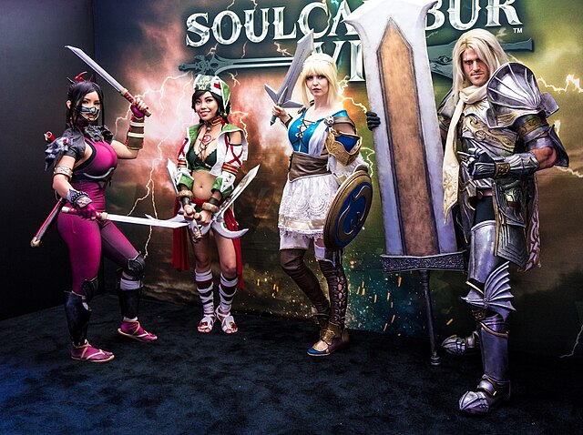 Models dressed as Taki, Talim, Sophitia and Siegfried from Soulcalibur VI at PAX West 2018