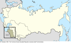 Map of the change to the Soviet Union on 27 October 1991