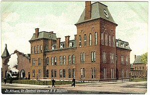 Central Vermont Railway Station in St. Albans St. Albans station 1910 postcard.jpg