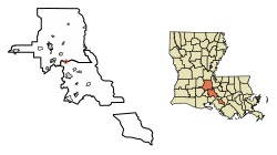 Location of Arnaudville in St. Landry Parish, Louisiana.