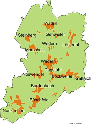 Die 14 Stadtteile der Stadt Wadern