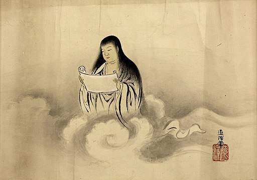 The Bodhisattva Monju Holding a Scroll among Clouds by Katō Entaku