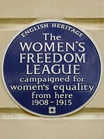 The Women's Freedom League campaigned for women's equality from here 1908-1915.jpg