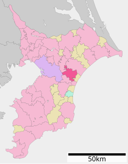 Tōganes läge i Chiba prefektur