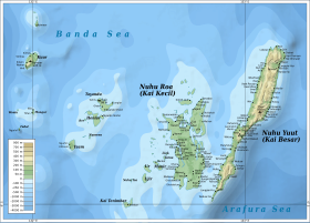 Carte des îles Kei.