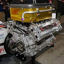 The engine of the 2012 Toyota TS030 Hybrid on display at the 2017 Tokyo Auto Salon Toyota THS-R engine (2012) rear-right 2017 Tokyo Auto Salon.jpg