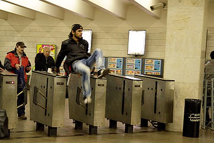 Turnstile jumping in the Moscow Metro