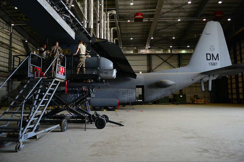File:U.S. Airmen with the 41st Expeditionary Electronic Combat Squadron (EECS) perform maintenance on an EC-130H Compass Call aircraft Aug. 25, 2014, at Bagram Airfield, Afghanistan 140825-F-PB969-025.jpg