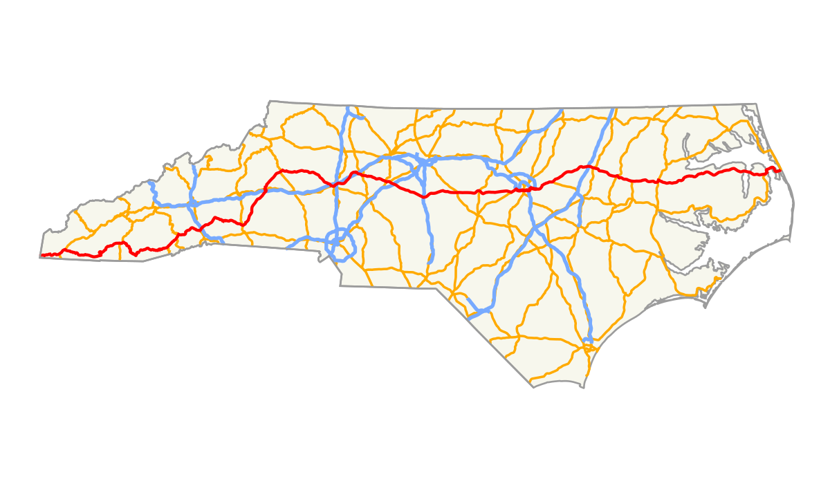 Hwy 64 Nc Map U.S. Route 64 in North Carolina   Wikipedia