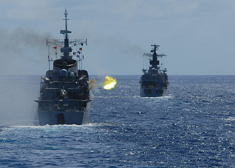 File:US Navy 110422-N-ZI300-115 The Brazilian navy frigate Bosisio (F 48) fires at an unmanned aerial vehicle during a drone exercise (DRONEX) with ship.jpg