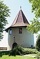 Uferweg 15; Pulverturm, runder Turm mit Zeltdach, 1508, verändert 1897; siehe oben Stadtbefestigung This is a picture of the Bavarian Baudenkmal (cultural heritage monument) with the ID D-7-76-116-1 (Wikidata)