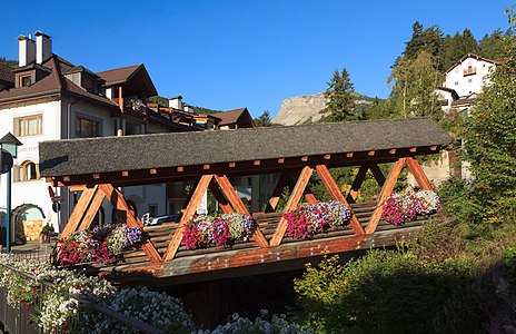 Wooden bridge Urtijëi South Tyrol