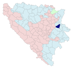 ボスニア・ヘルツェゴビナでのヴラセニツァの位置の位置図