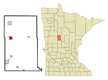 Вадена Каунти Миннесота Объединенная и некорпоративная области Sebeka Highlighted.svg