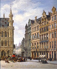 Brüksel'deki Grand-place'de rue Tête d'Or'a doğru görünüm