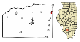 Washington County Illinois Incorporated and Unincorporated areas Irvington Highlighted.svg