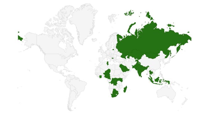 Countries with Wikipedia Zero