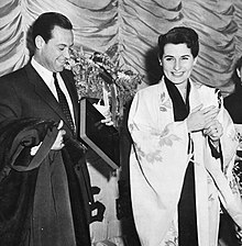 William Holden and Brenda Marshall at the Tokyo Theater in Chuo-ku, Tokyo in 1955