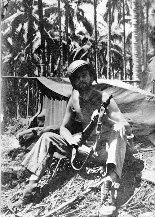 A Marine of the 1st Marine Regiment on Guadalcanal.