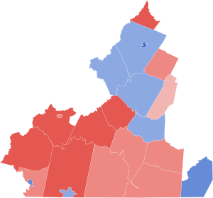 2010 general election in Virginia's 5th congressional district by county.svg