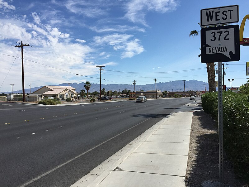 File:2015-07-12 16 10 54 View west from the east end of Nevada State Route 372 (Charles Brown Highway) in Pahrump, Nevada.jpg