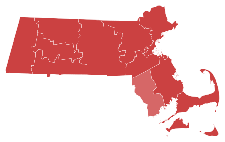 Republican gubernatorial primary results by county:
Baker--60-70%
Baker--50-60% 2018 MA gubernatorial GOP primary.svg