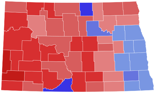 2018 United States Senate election in North Dakota results map by county.svg