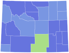 Results by county:
Hunter
50-60%
60-70%
Helm
50-60% 2018 WY-AL Democratic primary.svg