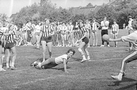 Les joueuses du THW Kiel lors d'un tournoi de handball à onze en 1977.