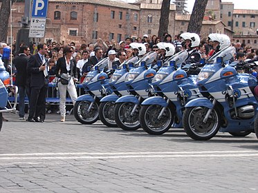 Motorcyclists of the Polizia di Stato.