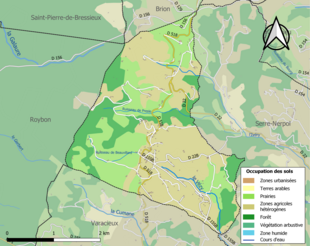 Barevná mapa znázorňující využití půdy.