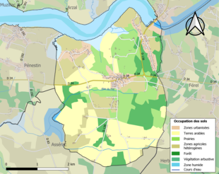 Barevná mapa znázorňující využití půdy.