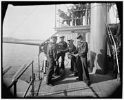 6 pounder Hotchkiss gun and crew USS Oregon