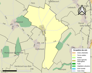 Barevná mapa znázorňující využití půdy.