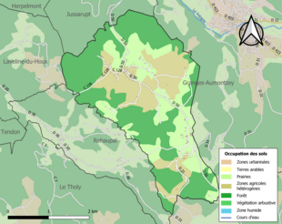 Barevná mapa znázorňující využití půdy.