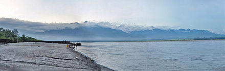 Siang river meeting the plains