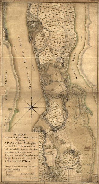 File:A map of part of New-York Island showing a plan of Fort Washington, now call'd Ft. Kniphausen with the rebels lines on the south part, from which they were driven on the 16th of November 1776 by the LOC gm71000653.tif