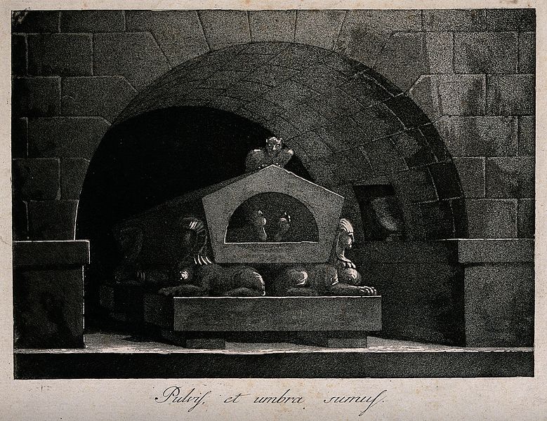 File:A stone tomb decorated with Egyptian ornaments. Aquatint. Wellcome V0042412.jpg