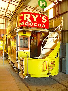 Horse tram 18. Used in Adelaide from 1882 to 1910, first on the Walkerville line Adelaide horse tram no. 18 at Tramway Museum, St Kilda.jpg